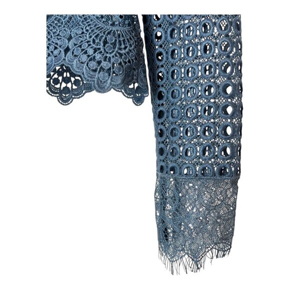 Chelsea And Walker Jacket Women‎ 4 Blue Crochet Lace Mario Denim Jacket Preppy - Picture 7 of 11